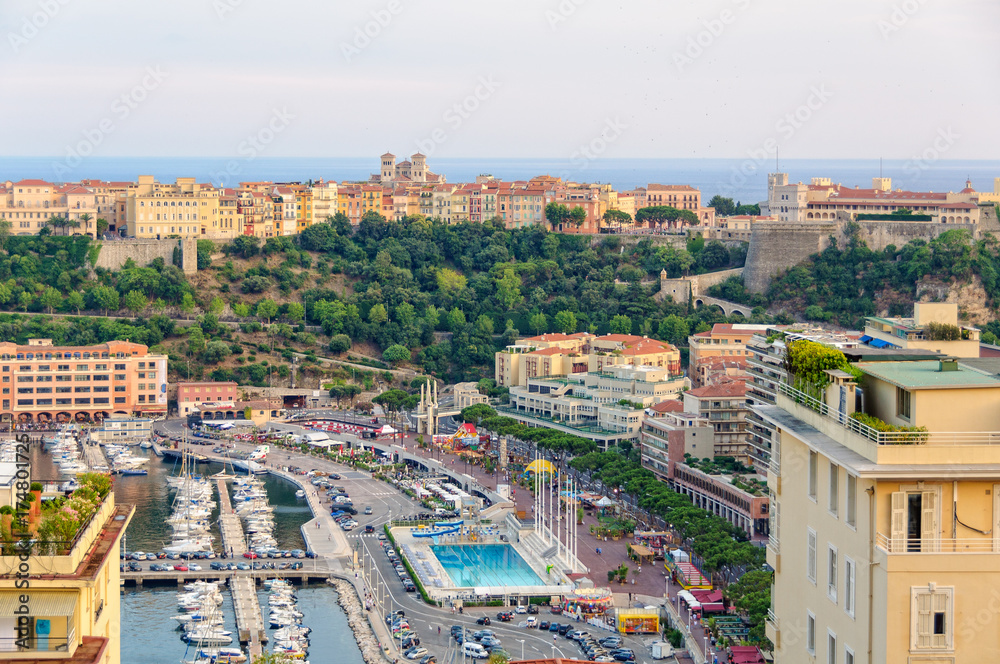 Obraz na płótnie Bird's eye view of La Condamine - Monaco w salonie