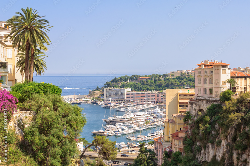Obraz na płótnie View of Port Hercule from the Monaco - Monte-Carlo railway station w salonie
