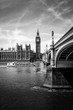 Big ben black white with a boat