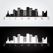 Richmond usa skyline and landmarks silhouette, black and white design, vector illustration.