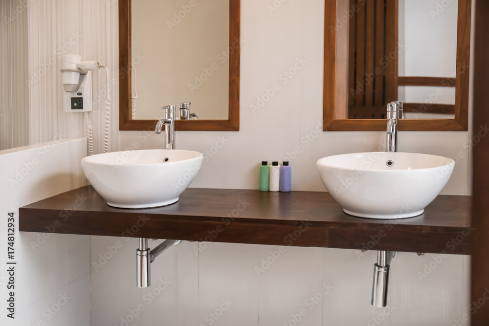 Interior of modern bathroom in hotel