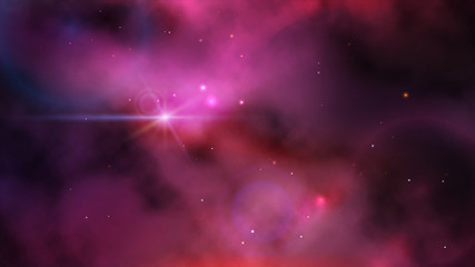 Wall Mural - cosmic background of the purple nebula with many stars.