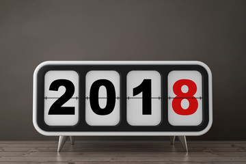 Aufkleber - Retro Flip Clock with 2018 New Year Sign. 3d Rendering