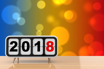Aufkleber - Retro Flip Clock with 2018 New Year Sign. 3d Rendering