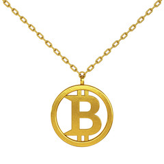 Aufkleber - Bitcoin Symbol as Golden Coulomb with Chain. 3d Rendering