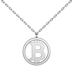Poster - Bitcoin Symbol as Silver Coulomb with Chain. 3d Rendering