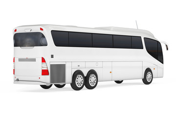 Poster - Big White Coach Tour Bus with Blank Surface for Yours Design. 3d Rendering