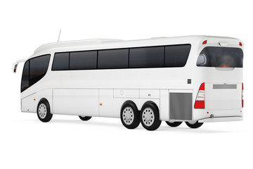Poster - Big White Coach Tour Bus with Blank Surface for Yours Design. 3d Rendering