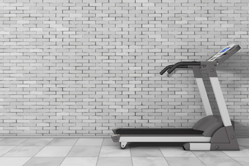 Wall Mural - Treadmill Machine in frount of Brick Wall with Blank Space for Yours Design. 3d Rendering