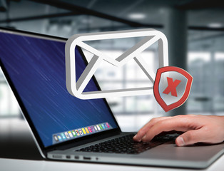 Poster - Spam message Email symbol displayed on a futuristic interface - Message and internet concept