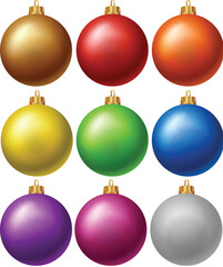 Wall Mural - Christmas balls in nine colors