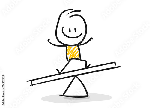 Fotografía Strichfiguren / Strichmännchen: Balance, Veränderung, Wippe