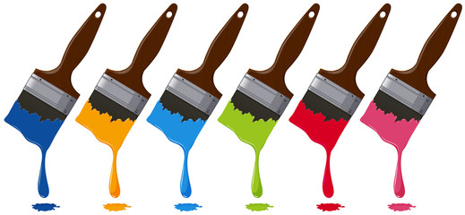 Poster - Six colors on paintbrushes