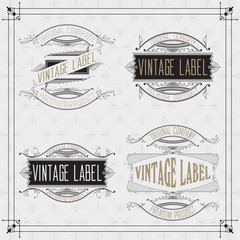 4 vintage typographic label premium - vector