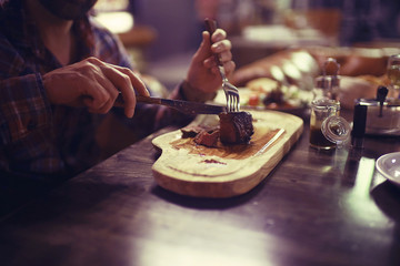 Wall Mural - restaurant steak serving food dinner