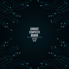Poster - background from a computer board with luminous blue connectors. circuit computer board. high-tech ne