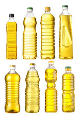 Poster - vegetable or sunflower oil in plastic bottle