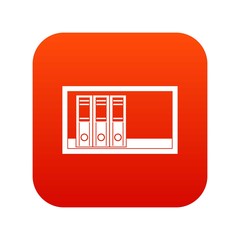 Poster - Office folders on the shelf icon digital red