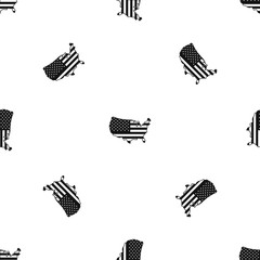 Poster - USA map pattern seamless black