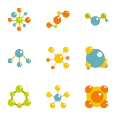 Poster - Chemical connection icons set, flat style