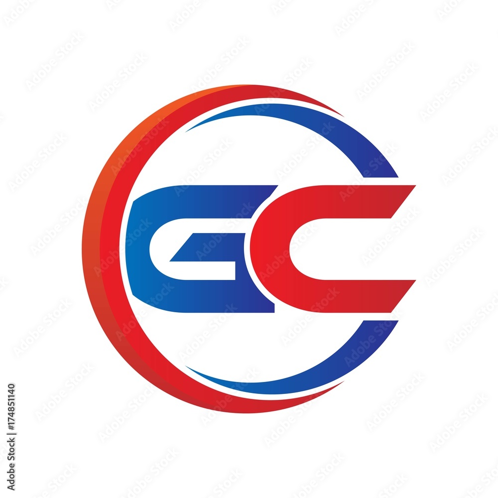 gc logo vector modern initial swoosh circle blue and red