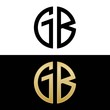 gb initial logo circle shape vector black and gold