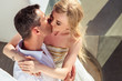 © cherry_d - beautiful bride and groom in their summer wedding day on greek island Santorini