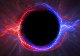 Wall Mural - fire and ice circle lightning, with copy spacein the middle