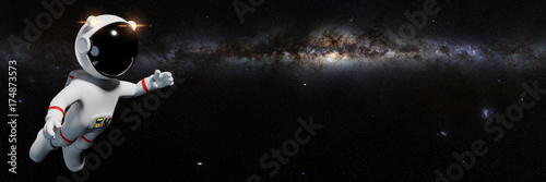 Zdjęcie XXL kreskówka astronauta w białym kombinezonie kosmicznym przedstawiający galaktykę Mleczną Drogę