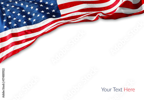 Photo  American flag on white background