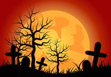 Fototapeta  - Halloween concept on red background.vector illustration.