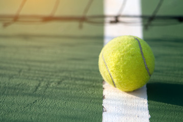 Wall Mural - Close up Tennis court with tennis ball 