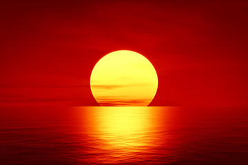 Wall Mural - red sunset over the ocean