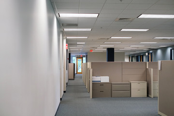 Wall Mural - cubicles inside office building, place of work