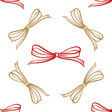 Vintage Bows Vector Seamless Pattern On A White Background