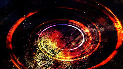Poster - Cosmic space and stars, color cosmic abstract background and Black Fractal structure.