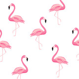  Seamless flamingo pattern background. Flamingo poster design. Wallpaper, invitation cards, textile print vector illustration design