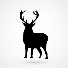 Poster - Vector silhouette of the deer isolated on white background