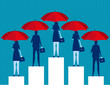 © zenzen - Business people and red umbrella. Concept business vector illustration.