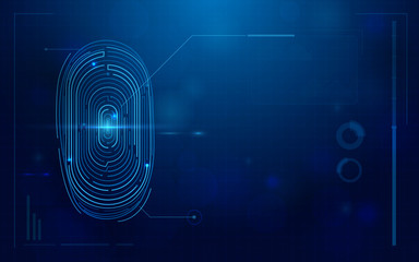 Poster - abstract futuristic digital fingerprint scanner. concept of technology security