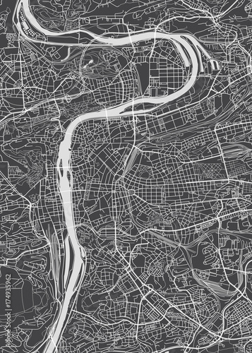 Fotomural Prague city plan, detailed vector map