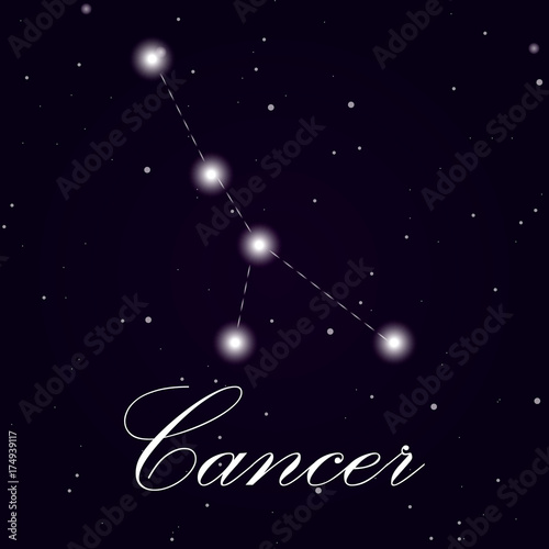 Zdjęcie XXL Znak zodiaku rak odizolowane na ciemnym tle. Ilustracja wektorowa