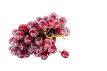 Wall Mural - Fresh Bunch of red grapes on white backgrounds include clipping path