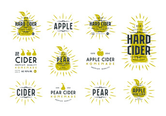 Wall Mural - Set of hard cider label and logo