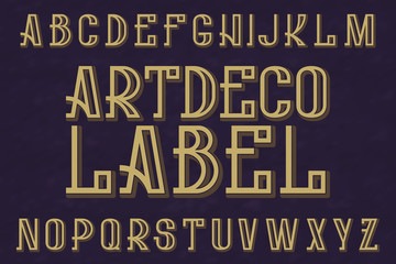 Poster - artdeco label typeface. retro font. isolated english alphabet.
