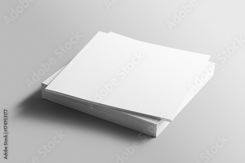 Fotografía Blank square photorealistic brochure mockup on light grey background