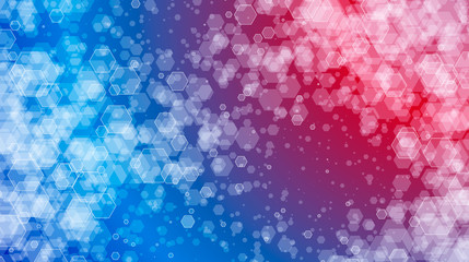 Poster - colorful gradient red and blue geometric background. vector background of hexagons
