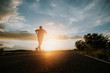 © sutadimages - The man with runner on the street be running for exercise.Run for health concept.