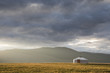 mongolian yurt, called ger,  in a landscape on northern mongolia