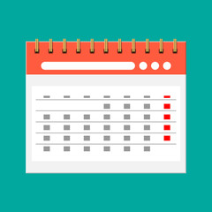 Poster - Paper spiral wall calendar. Calendar flat icon.